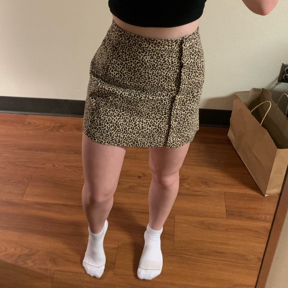 Cheetah Print Button Skirt